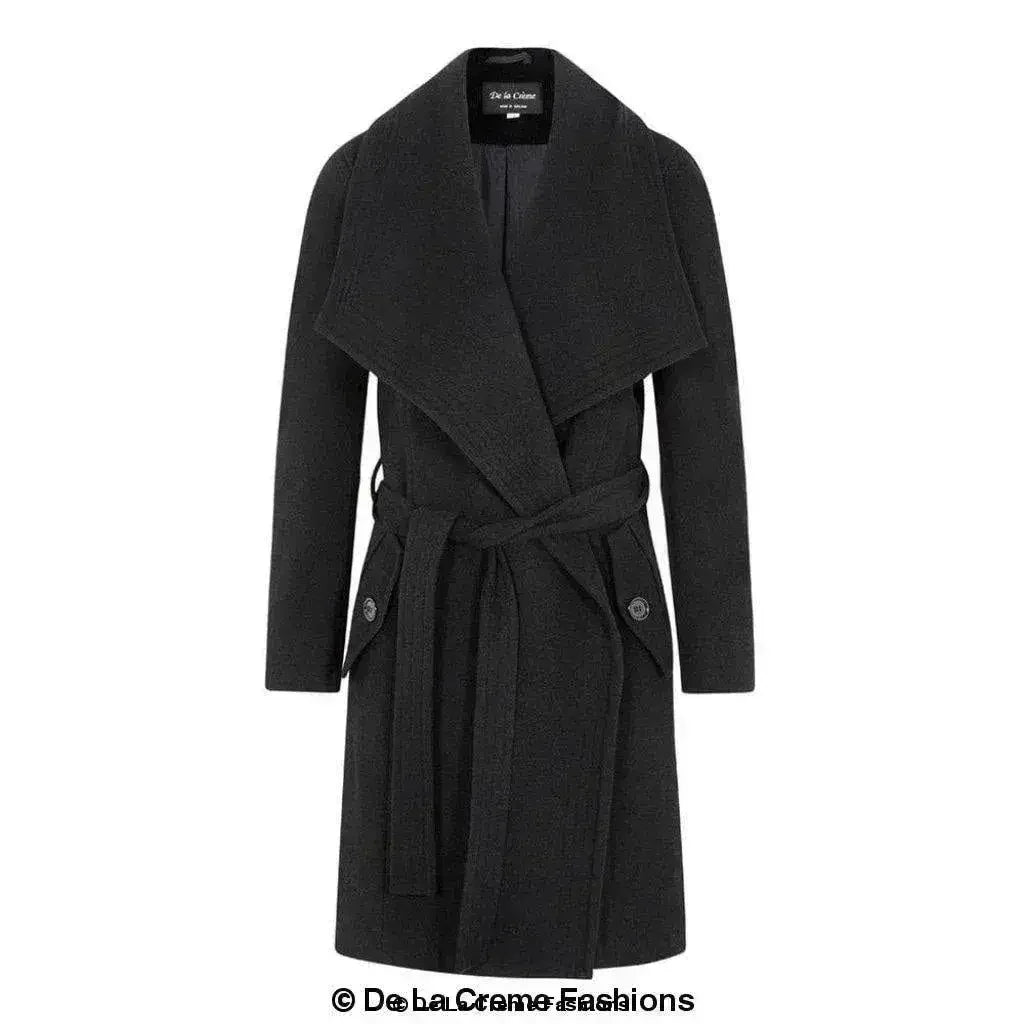 Wool Blend Large Lapel Duster Coat - Femstylo