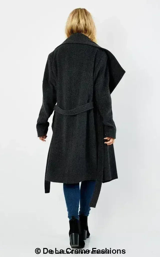 Wool Blend Large Lapel Duster Coat - Femstylo