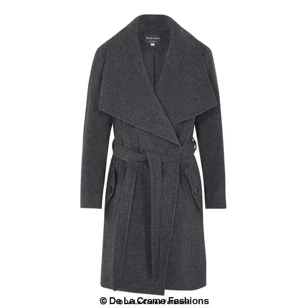 Wool Blend Large Lapel Duster Coat - Femstylo