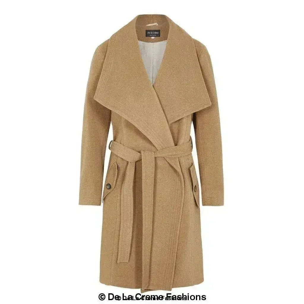 Wool Blend Large Lapel Duster Coat - Femstylo