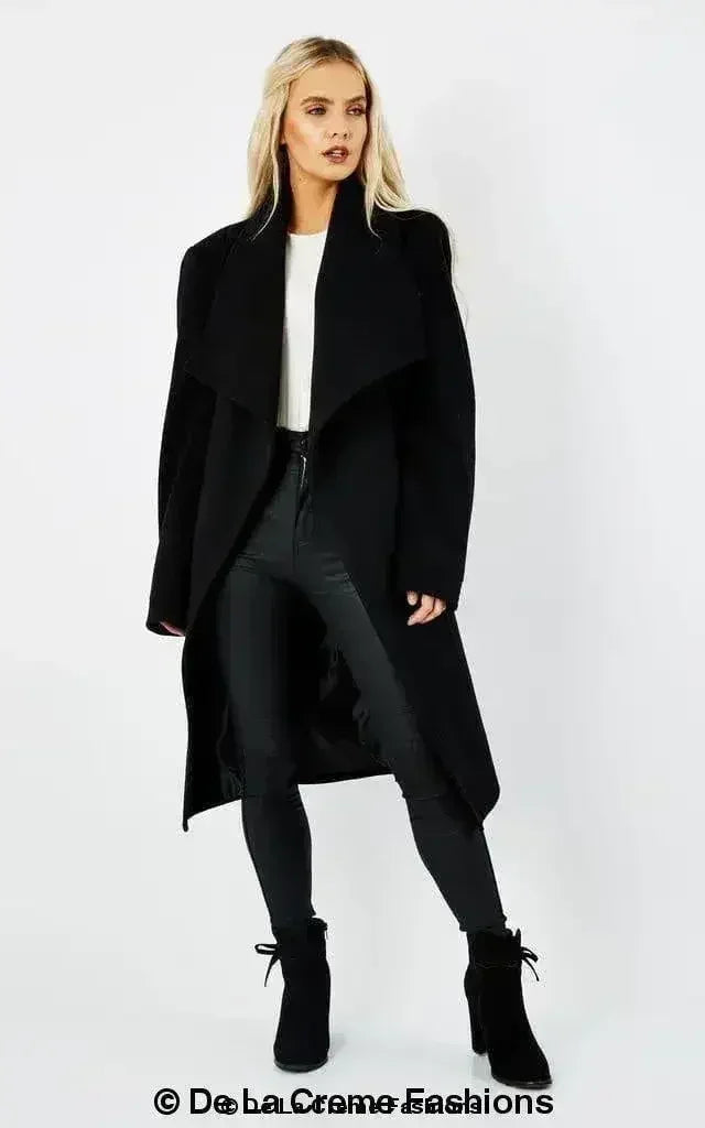 Wool Blend Large Lapel Duster Coat - Femstylo