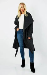 Wool Blend Large Lapel Duster Coat - Femstylo