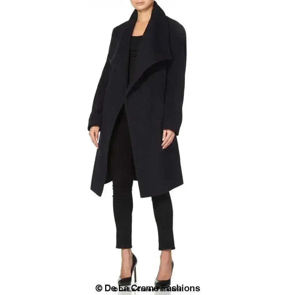 Wool Blend Large Lapel Duster Coat - Femstylo