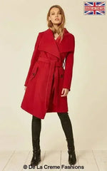 Wool Blend Large Lapel Duster Coat - Femstylo