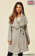 Wool Blend Large Lapel Duster Coat - Femstylo