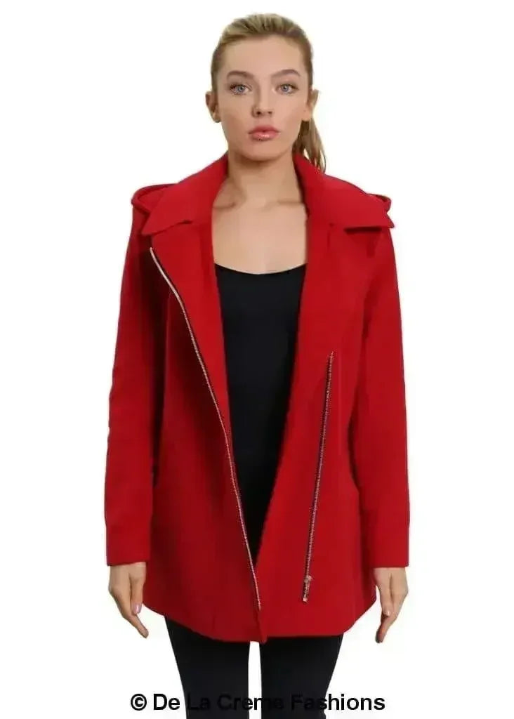 De La Creme Wool Blend Hooded Coat - Italian Fabric | Femstylo - Femstylo