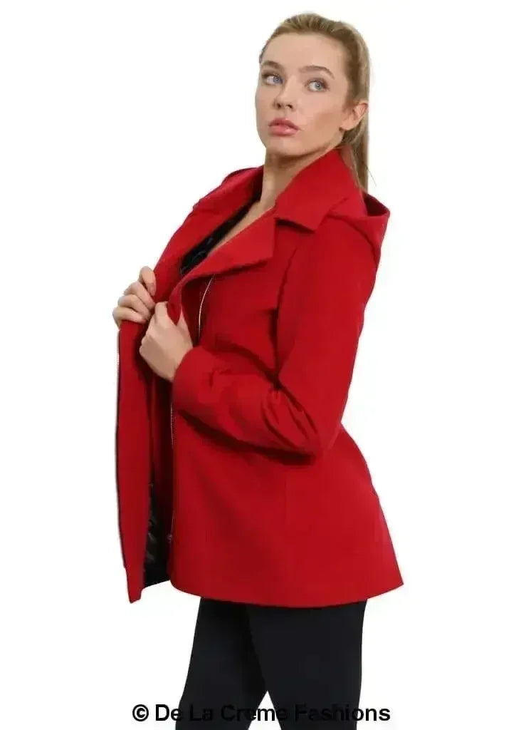 De La Creme Wool Blend Hooded Coat - Italian Fabric | Femstylo - Femstylo