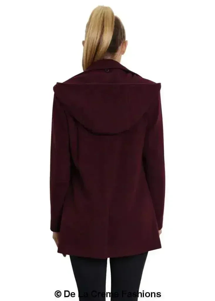 De La Creme Wool Blend Hooded Coat - Italian Fabric | Femstylo - Femstylo