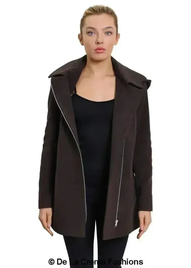 De La Creme Wool Blend Hooded Coat - Italian Fabric | Femstylo - Femstylo