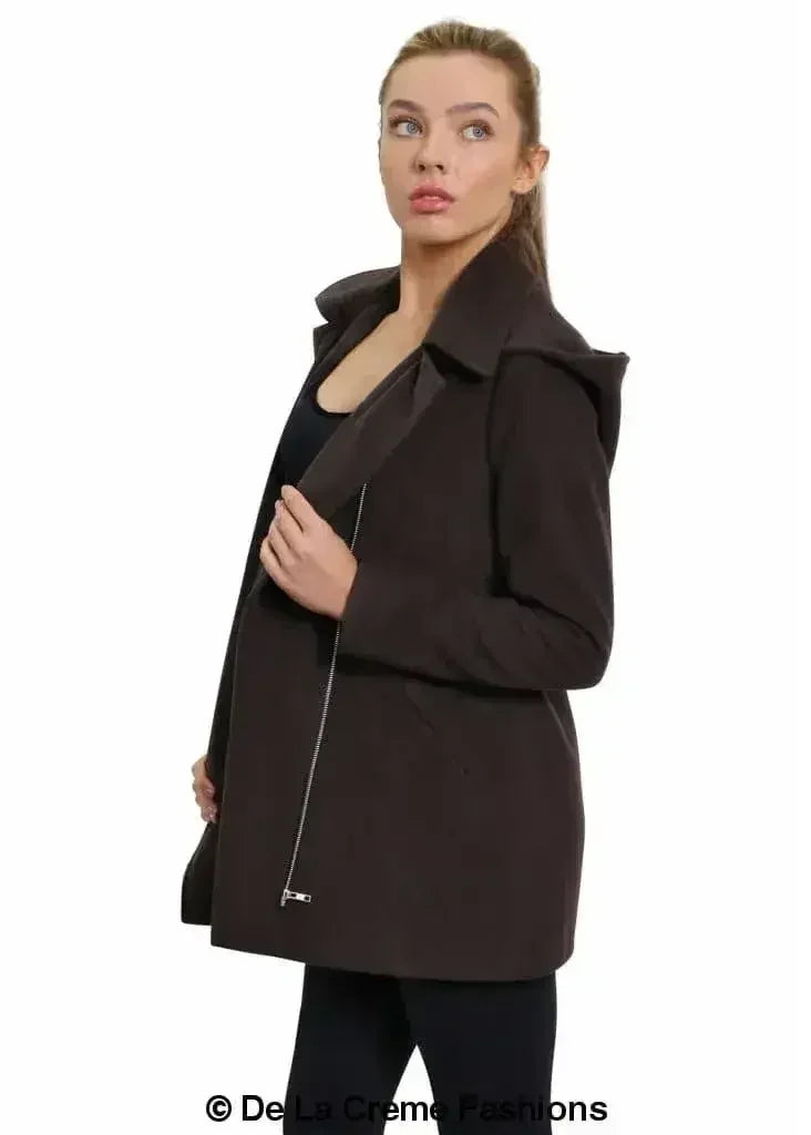 De La Creme Wool Blend Hooded Coat - Italian Fabric | Femstylo - Femstylo