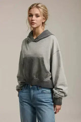 Basic Bae Kangaroo Pocket Long Sleeve Cropped Hoodie - Femstylo