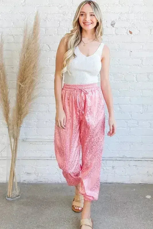 And The Why Satin Leopard Print Joggers - Femstylo