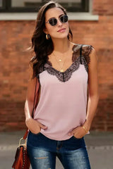 Pink One More Night Lace Cami Tank Top - Femstylo
