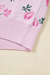 Delicacy Sweet Floral Print Drop Shoulder Cropped Sweater