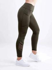 High-Waisted Pilates Leggings with Side Pockets & Mesh Panels - Femstylo