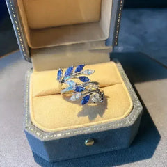 High Carbon Diamond Flower Cluster Vine Surround Ring - Femstylo