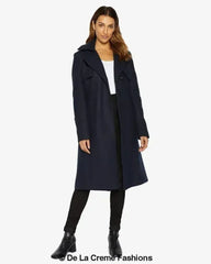 Dina Lapel Collar Duster Coat With Belt - Femstylo