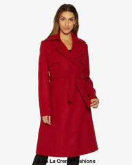 Dina Lapel Collar Duster Coat With Belt - Femstylo