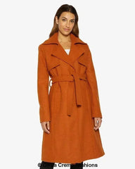 Dina Lapel Collar Duster Coat With Belt - Femstylo
