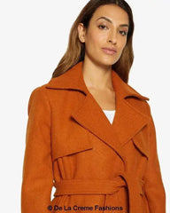 Dina Lapel Collar Duster Coat With Belt - Femstylo