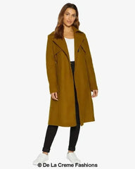 Dina Lapel Collar Duster Coat With Belt - Femstylo