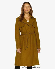 Dina Lapel Collar Duster Coat With Belt - Femstylo
