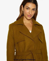 Dina Lapel Collar Duster Coat With Belt - Femstylo