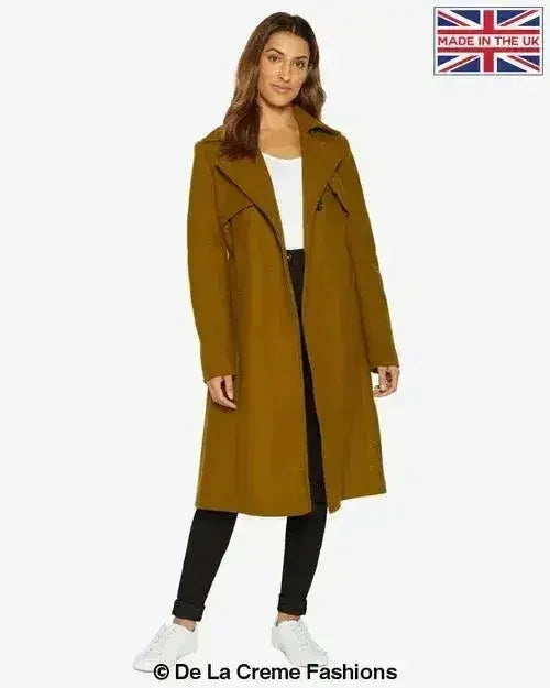 Dina Lapel Collar Duster Coat With Belt - Femstylo