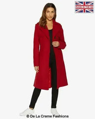 Dina Lapel Collar Duster Coat With Belt - Femstylo