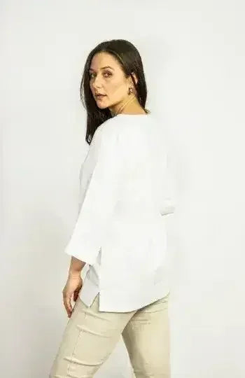 Asphalt Grey Linen Oversize Top – Modern & Comfortable Blouse - Femstylo