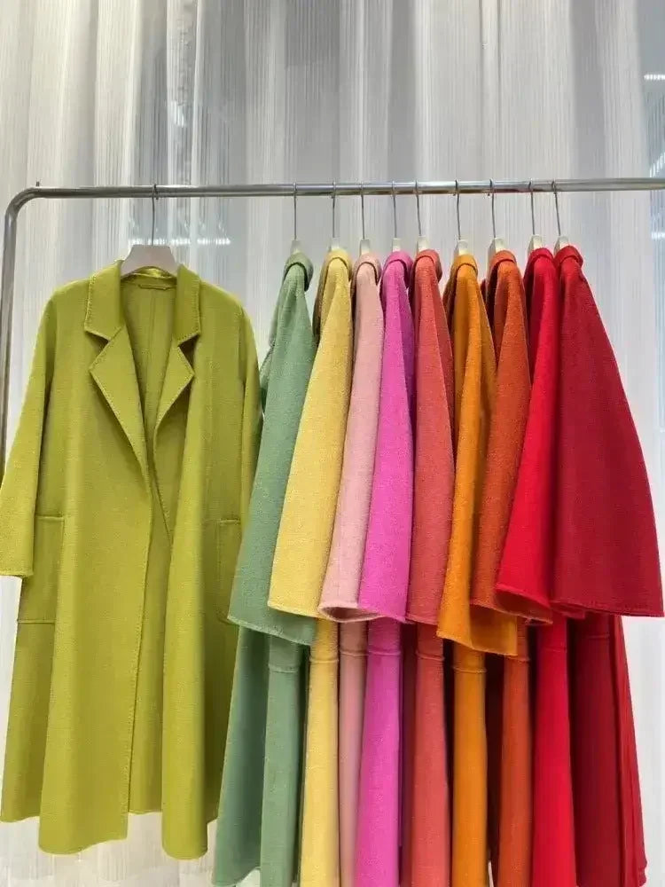 Water Ripple Cashmere Women's Long Reversible Coat – Luxury & - Femstylo