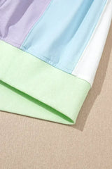 Purple Colorblock Patchwork Oversized T Shirt - Femstylo