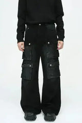 Multi-Pocket Cargo Wide-Leg Jeans - Femstylo