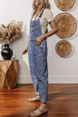 Sail Blue Straight Leg Pockets Denim Bib Overall - Femstylo