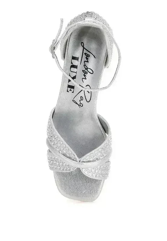 Babylon Low Block Heel Rhinestone Sandals - Femstylo