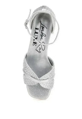 Babylon Low Block Heel Rhinestone Sandals - Femstylo