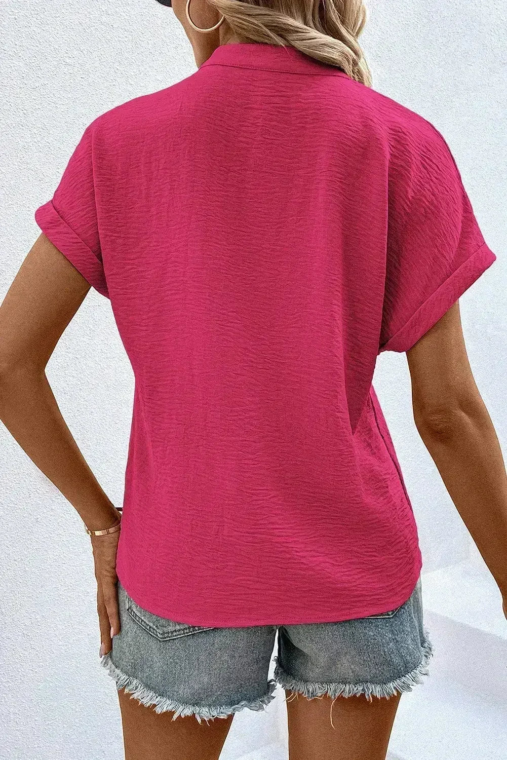 White Notched Neck Batwing Sleeve Blouse | Femstylo - Femstylo