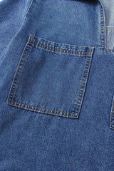 Beau Blue Short Sleeve Collared Chest Pocket Denim Mini Dress - Femstylo