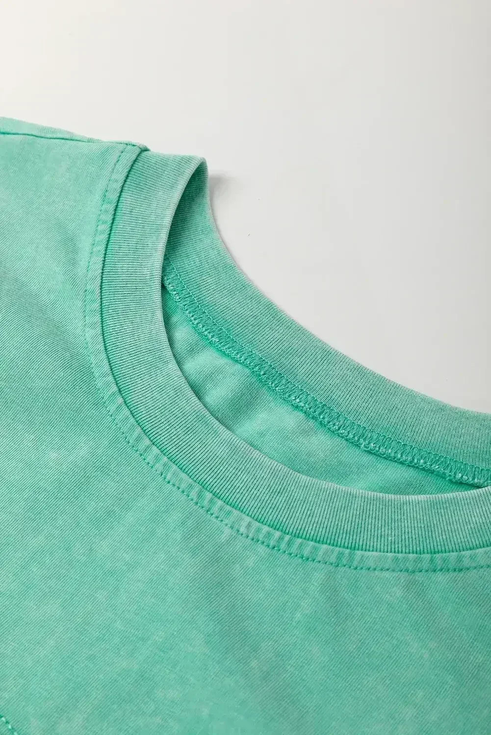 Sky Blue Mineral Wash Flower Patchwork Mini T Shirt Dress - Femstylo