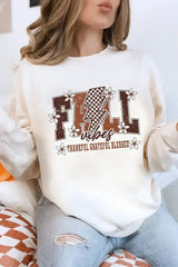 White FALL THANKFUL GRATEFUL BLESSED Graphic Drop Shoulder Sweatshirt - Femstylo