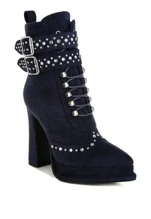 Punk Harness Boots - Studded High Heel Boots | Femstylo - Femstylo