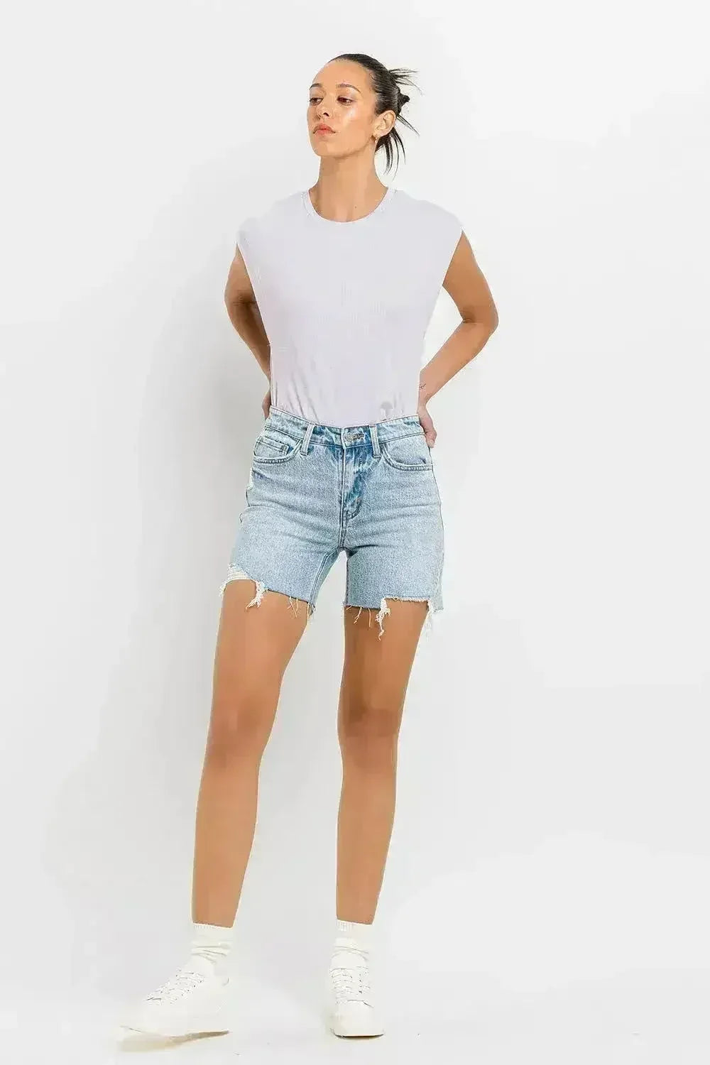 Vervet by Flying Monkey High Rise Denim Shorts - Femstylo