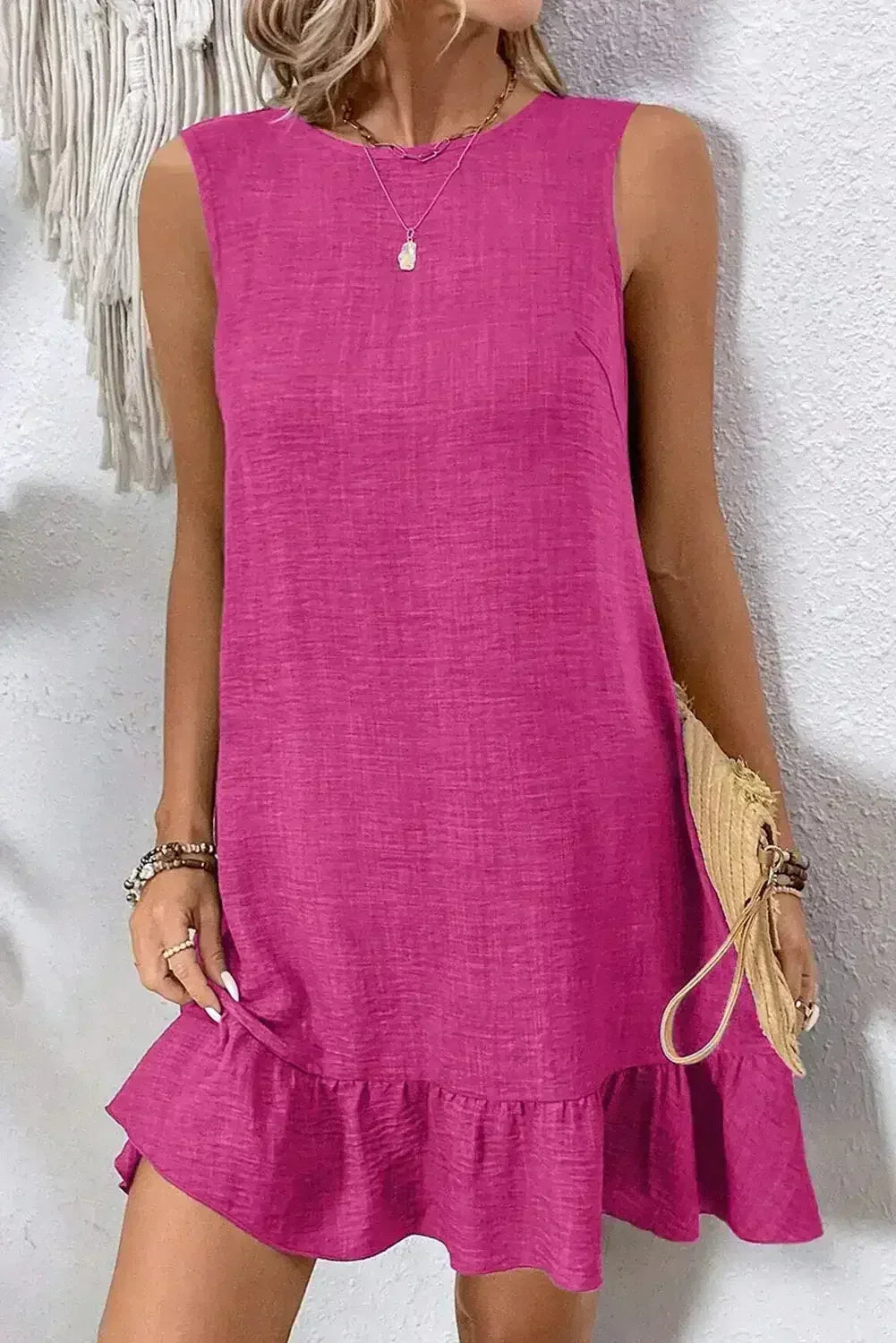 Ashleigh Blue Sleeveless Knot Backless Ruffle Hem Mini Dress - Femstylo