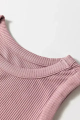 Sepia Rose Ribbed Vest Patchwork Tiered Midi Dress - Femstylo