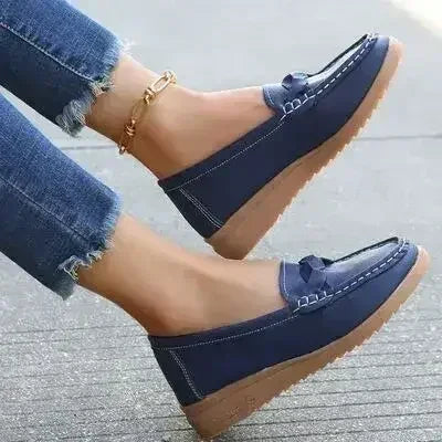 Wedge Heel Loafers - Woven PU Shoes | Femstylo - Femstylo