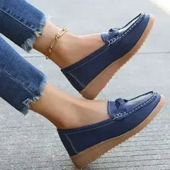 Wedge Heel Loafers - Woven PU Shoes | Femstylo - Femstylo