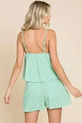 Culture Code Striped Double Flare Romper - Full Size - Femstylo