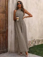 Printed Wide Leg Sleeveless Jumpsuit - Femstylo