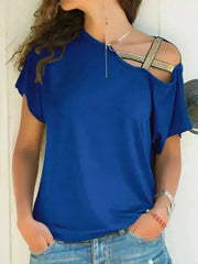 Asymmetrical Neck T-Shirt – Modern Basic with Edge - Femstylo