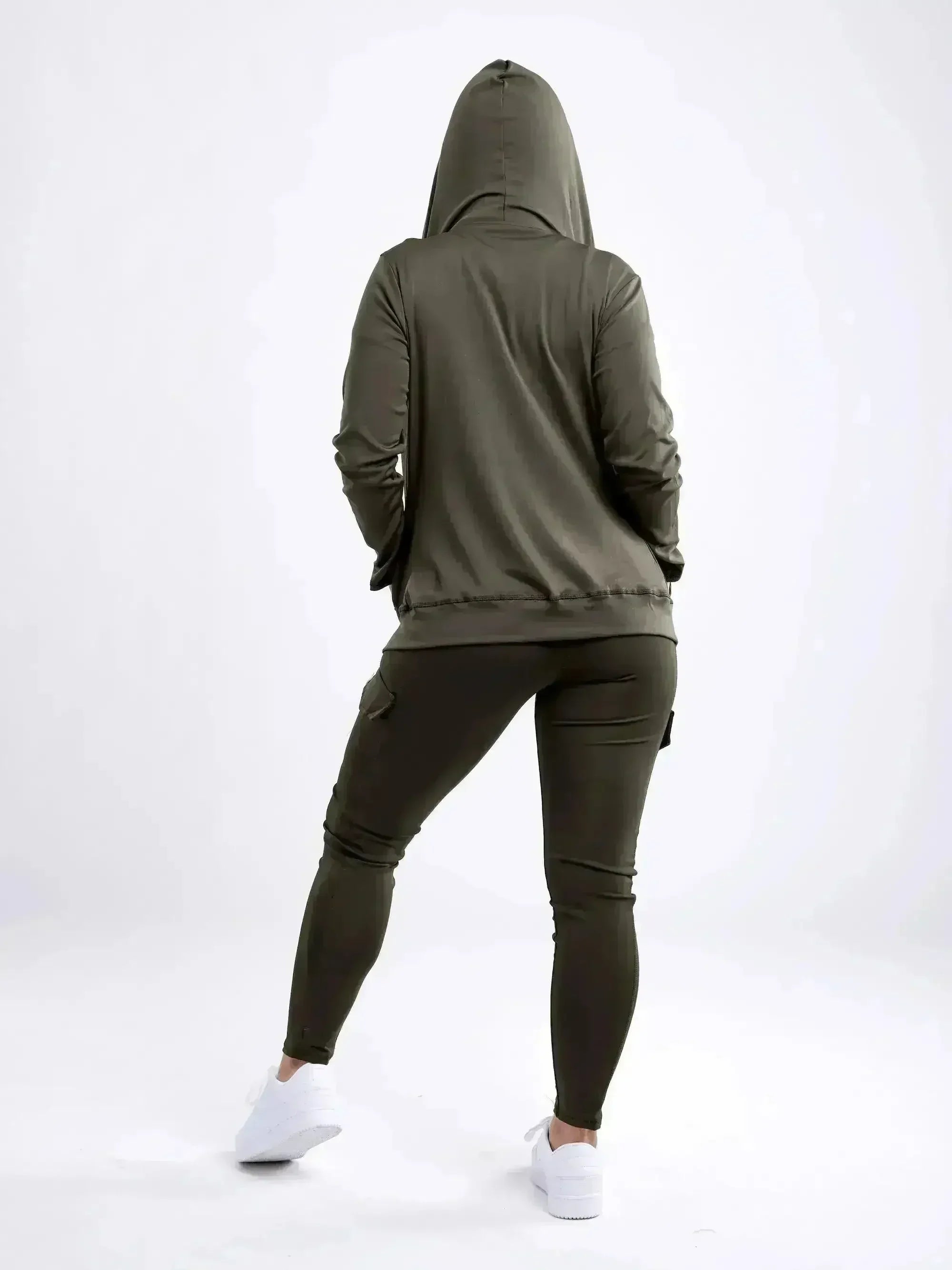 Athletic Fitted Zip-Up Hoodie Jacket with Pockets - Femstylo
